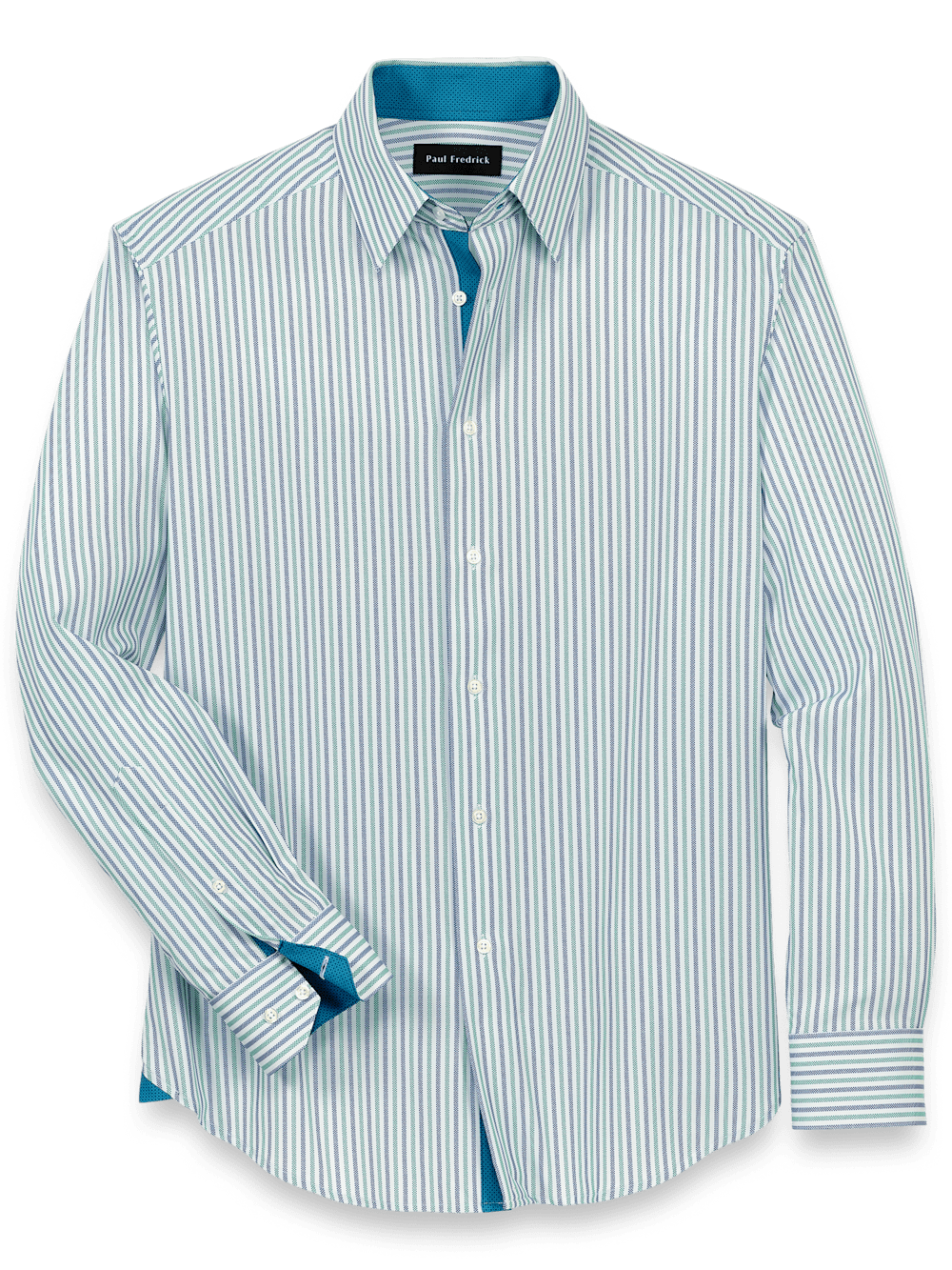 Product Image of Performance Stretch Stripe Casual Shirt-Blue/Green