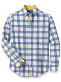 Performance Stretch Check Casual Shirt - Blue/yellow