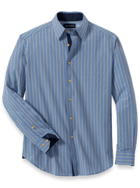 Performance Stretch Stripe Casual Shirt - Blue/yellow