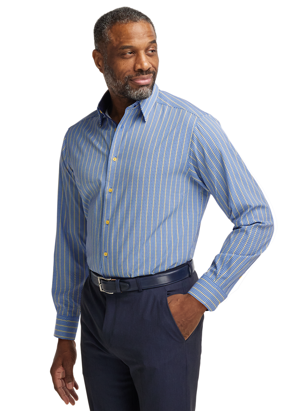 Alternate Image of Performance Stretch Stripe Casual Shirt-1