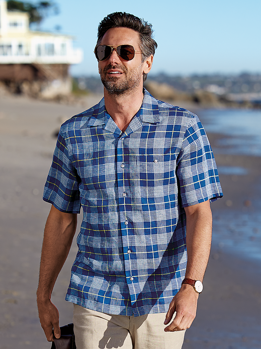 Alternate Image of Linen Glen Plaid Casual Shirt-1