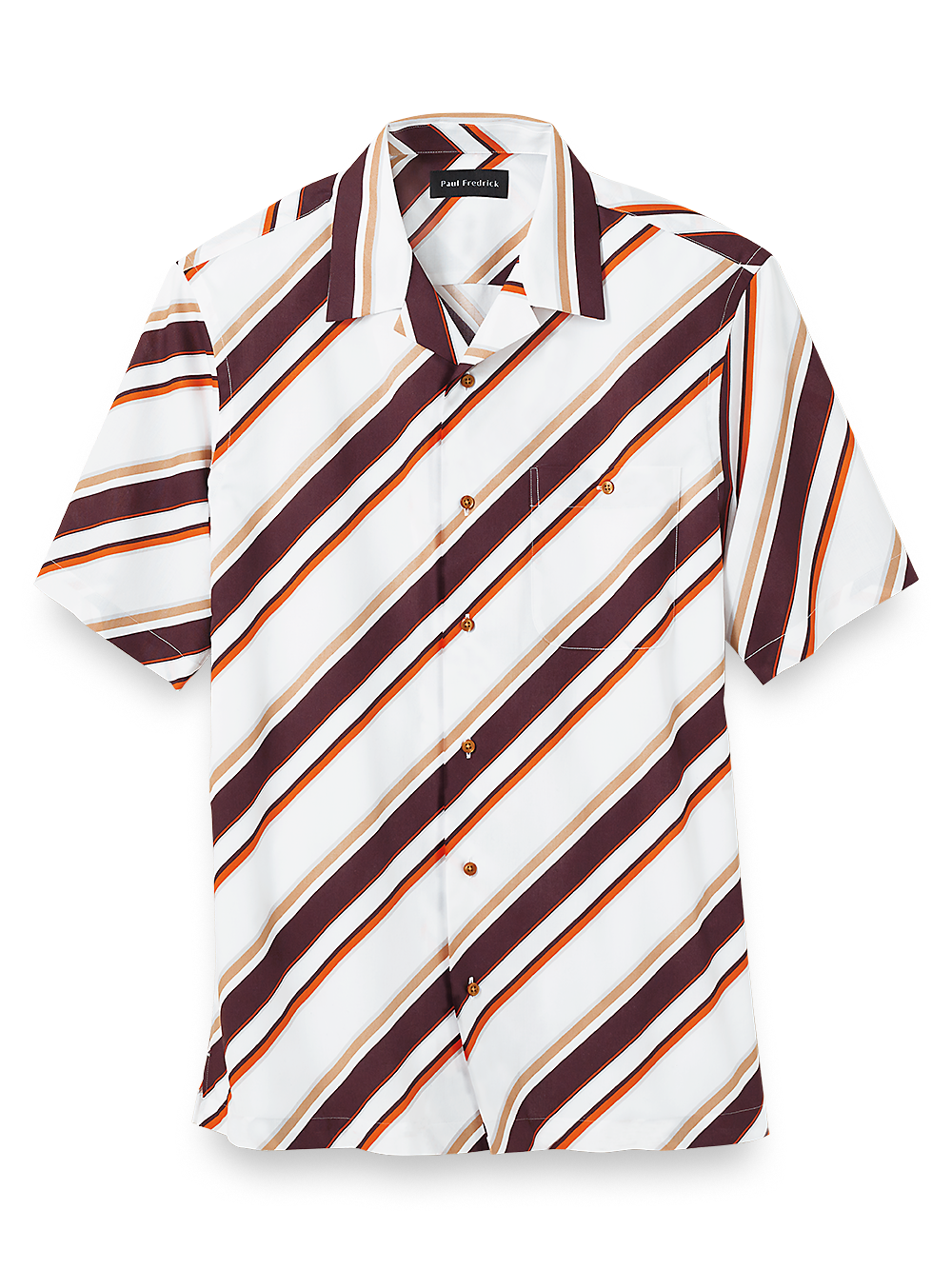 Product Image of Cotton Diagonal Stripe Print Casual Shirt-White Multi