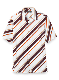 Cotton Diagonal Stripe Print Casual Shirt - White Multi