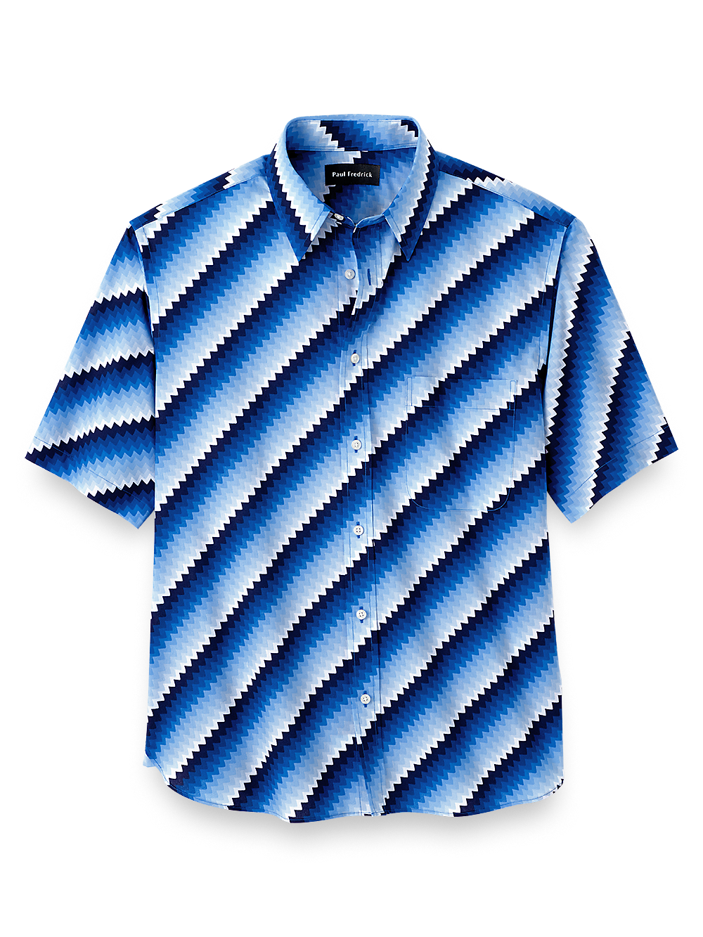 Product Image of Cotton Diagonal Stripe Print Casual Shirt-Cobalt