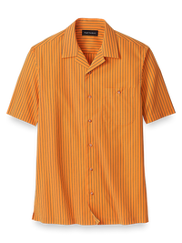 Cotton Stripe Print Casual Shirt - Orange