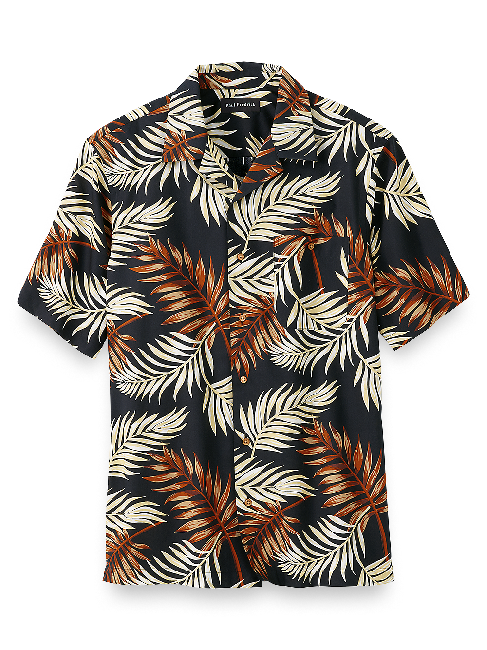 Product Image of Cotton Tropical Print Casual Shirt-Black Multi