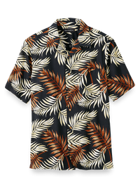 Cotton Tropical Print Casual Shirt - Black Multi