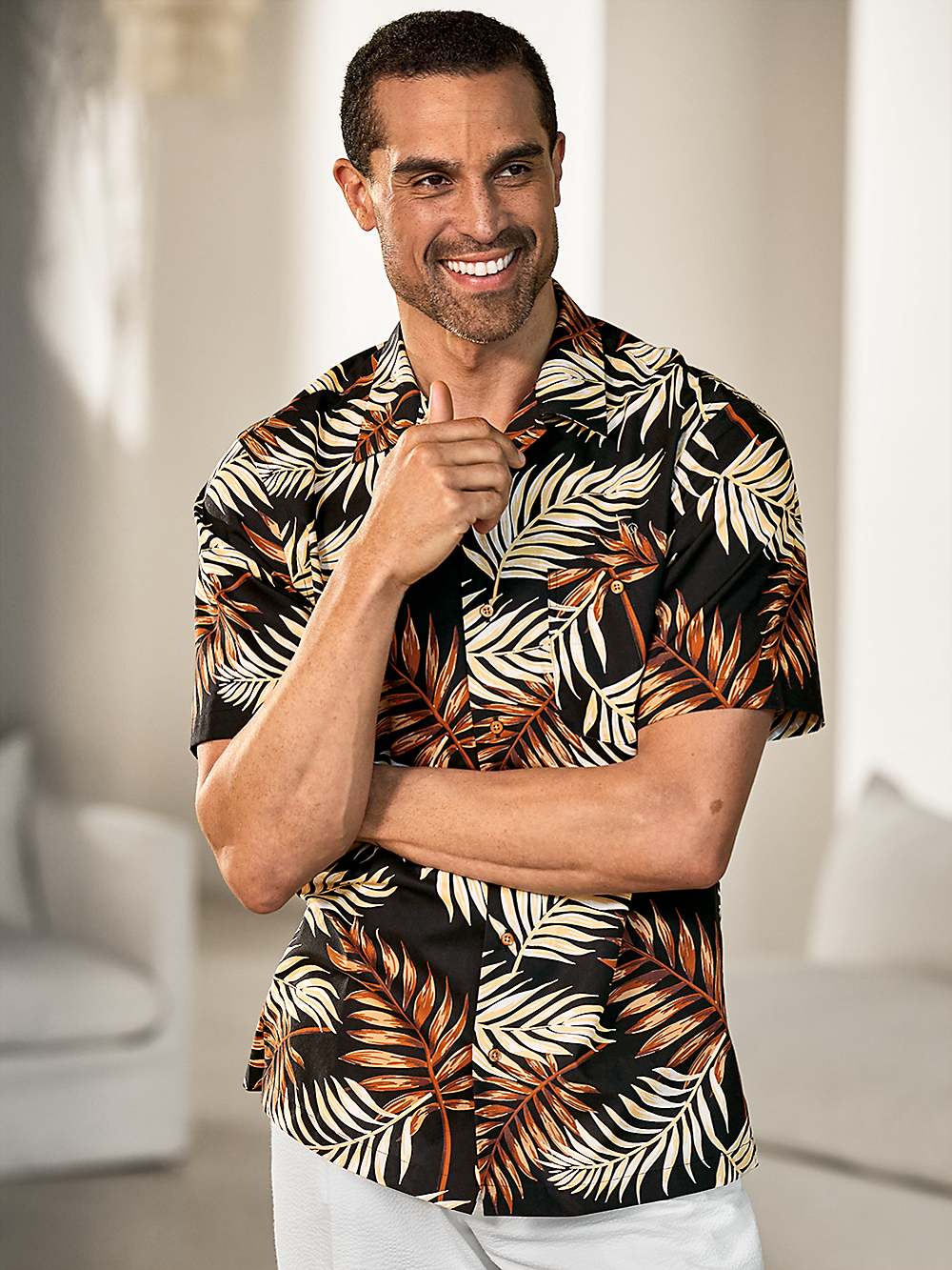 Alternate Image of Cotton Tropical Print Casual Shirt-1