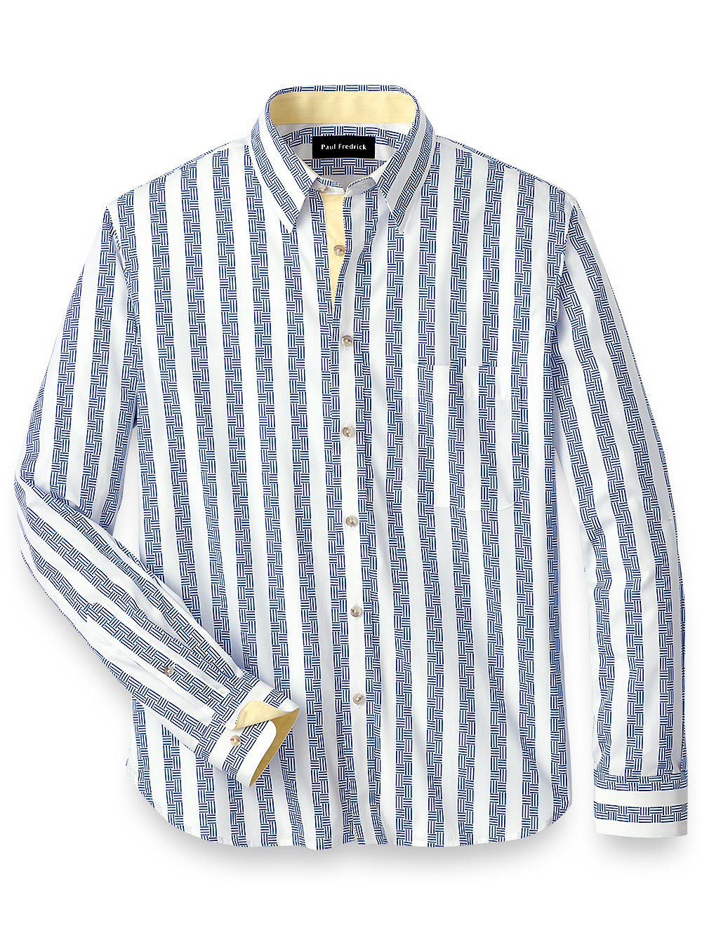 Product Image of Cotton Stripe Print Casual Shirt-Blue