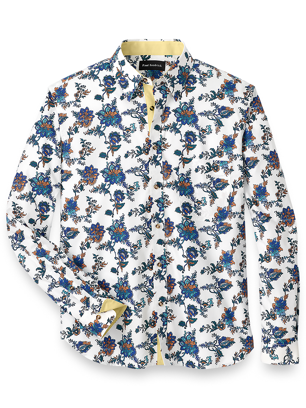 Product Image of Cotton Floral Print Casual Shirt-Blue/Brown