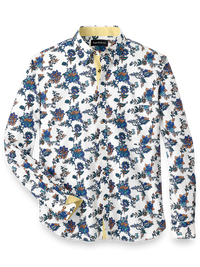 Cotton Floral Print Casual Shirt - Blue/brown