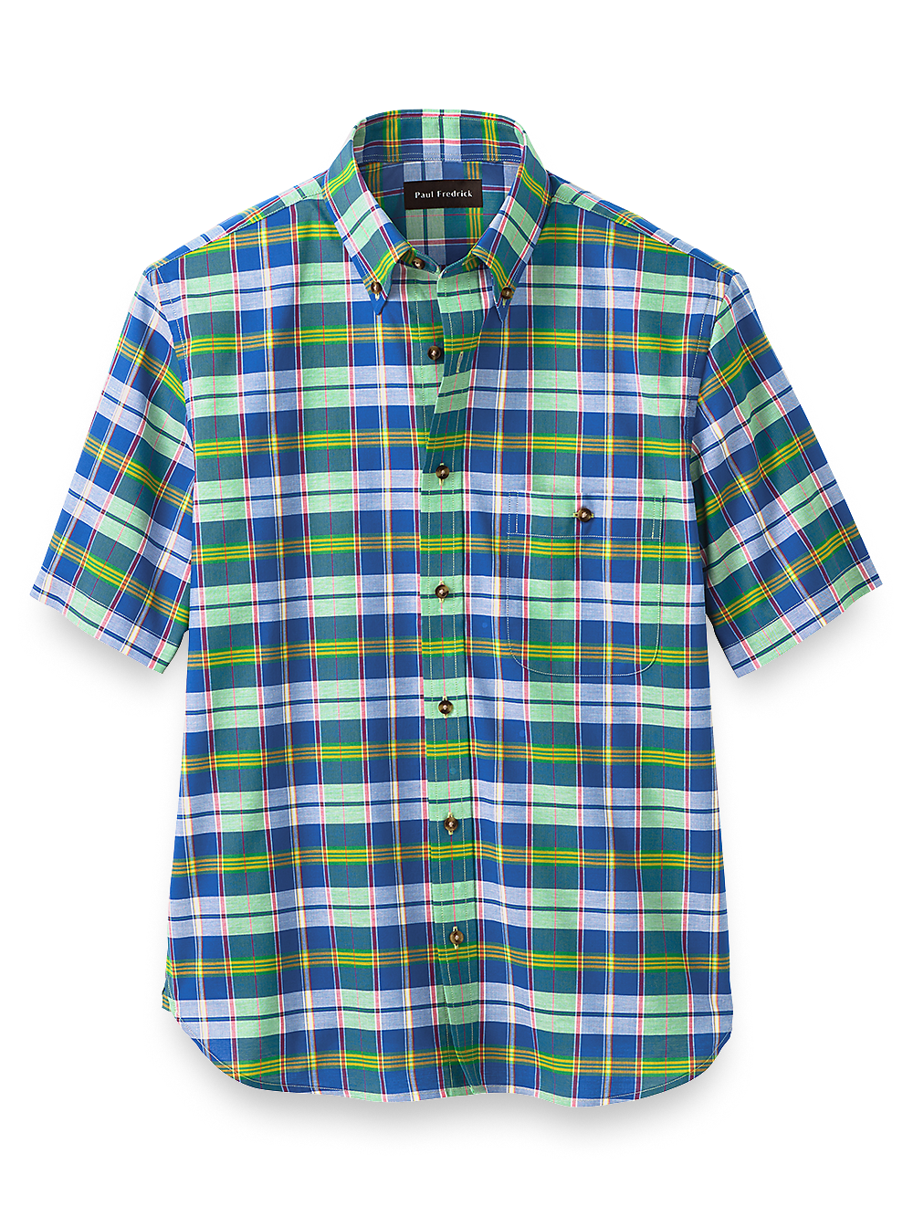 Product Image of Cotton Madras Plaid Casual Shirt-Green Multi