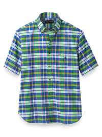 Cotton Madras Plaid Casual Shirt - Green Multi