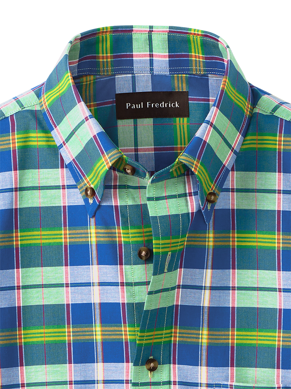 Alternate Image of Cotton Madras Plaid Casual Shirt-1