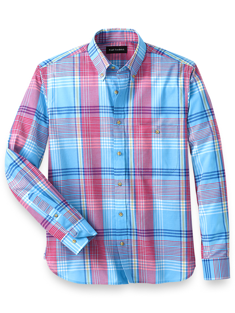 Product Image of Cotton Madras Plaid Casual Shirt-Pink Multi