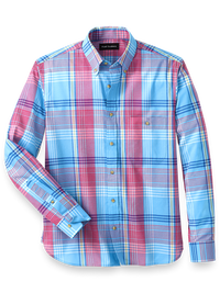 Cotton Madras Plaid Casual Shirt - Pink Multi