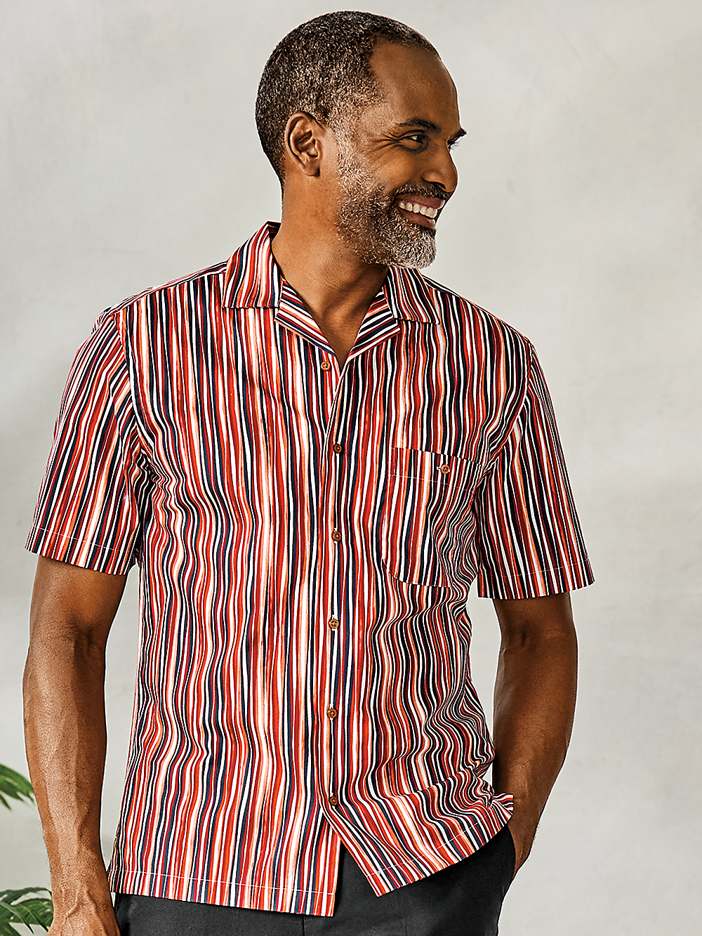 Alternate Image of Cotton Stripe Print Casual Shirt-1