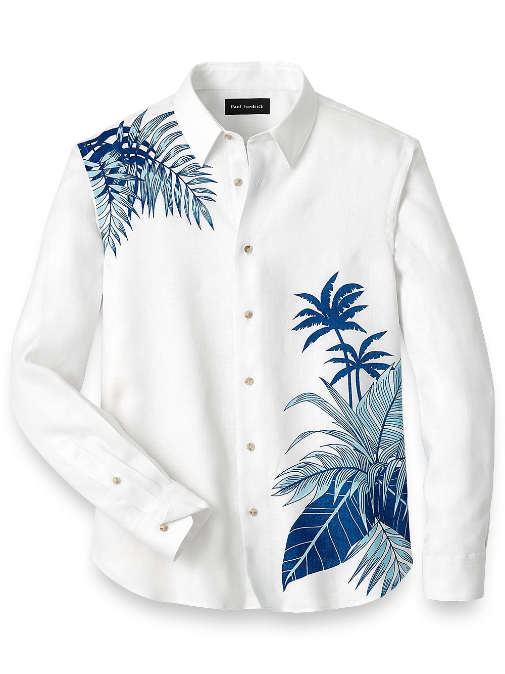 Product Image of Linen Botanical Print Casual Shirt-White