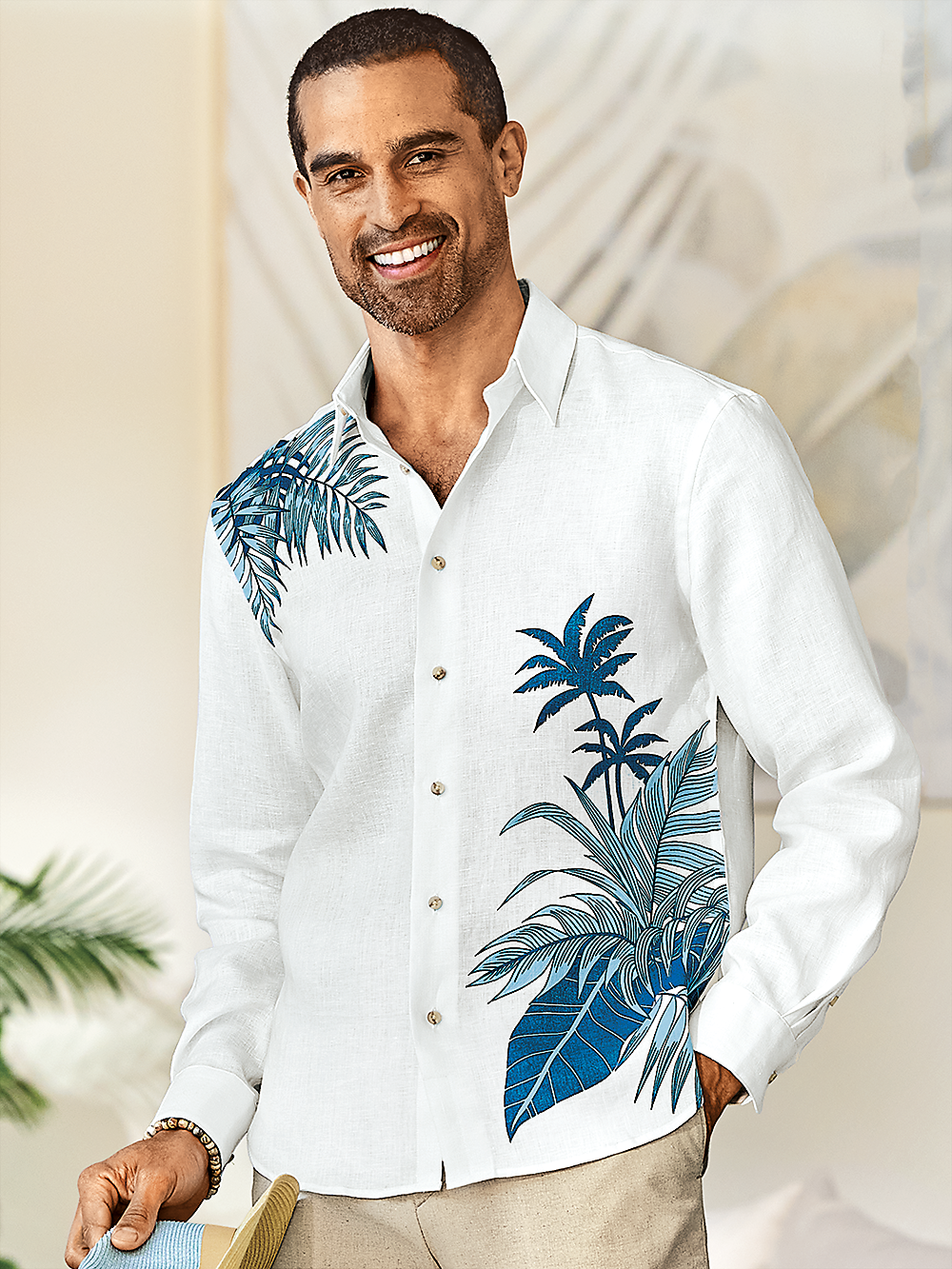 Alternate Image of Linen Botanical Print Casual Shirt-1