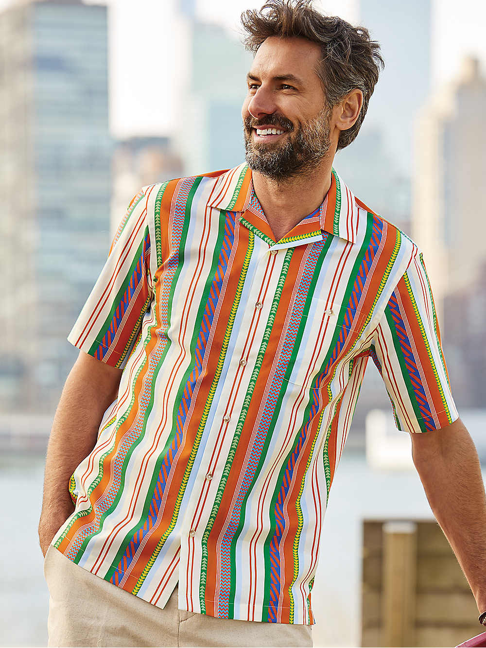 Alternate Image of Cotton Stripe Print Casual Shirt-1