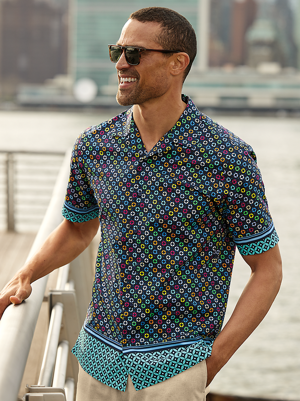 Alternate Image of Cotton Circle Print Casual Shirt-1