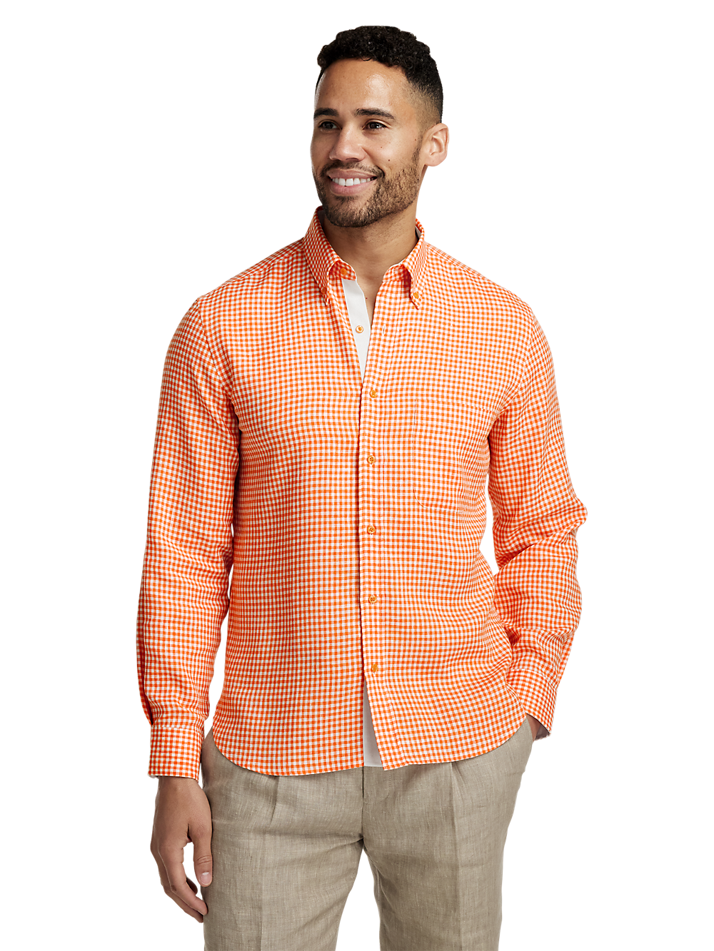 Alternate Image of Linen Gingham Check Casual Shirt-1