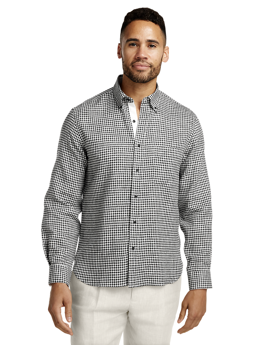 Alternate Image of Linen Gingham Check Casual Shirt-1