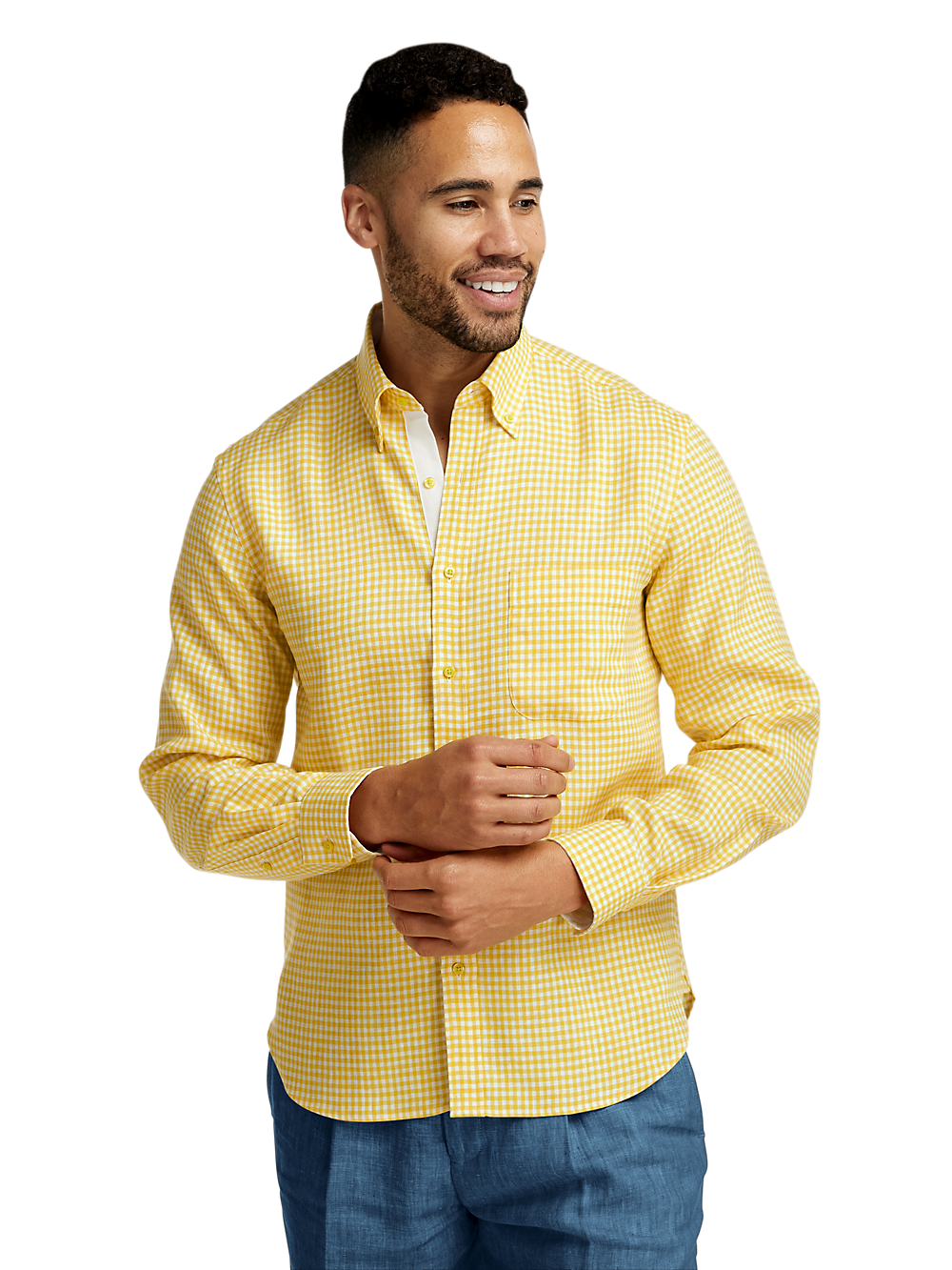 Alternate Image of Linen Gingham Check Casual Shirt-1