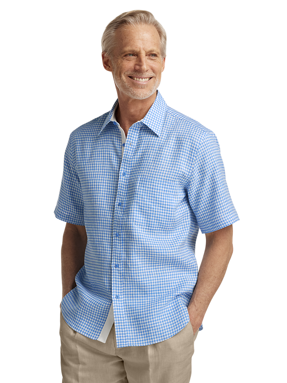 Alternate Image of Linen Gingham Check Casual Shirt-1