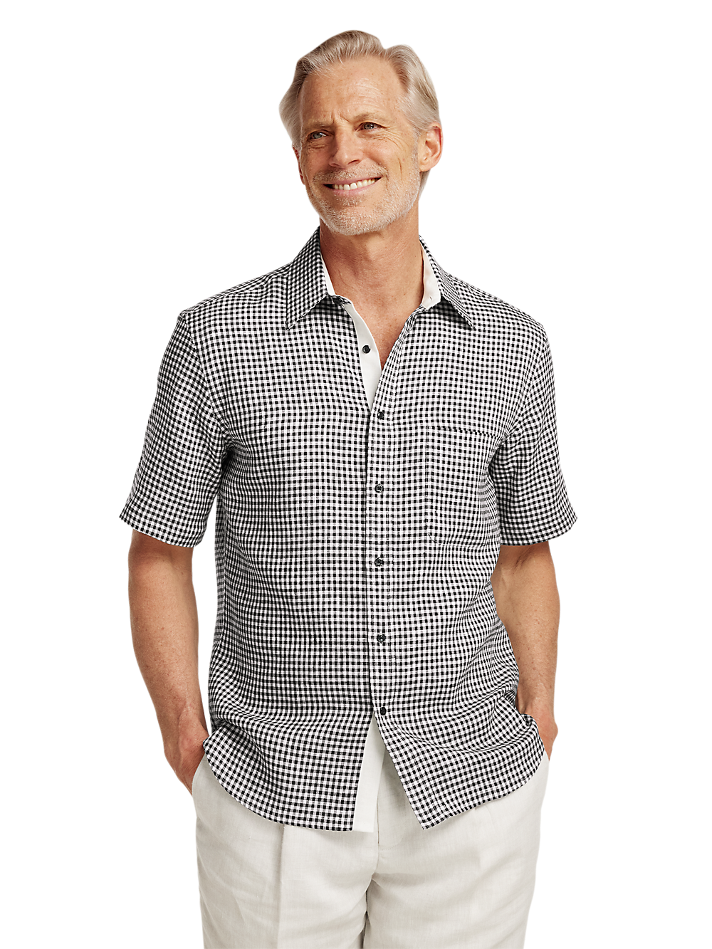 Alternate Image of Linen Gingham Check Casual Shirt-1