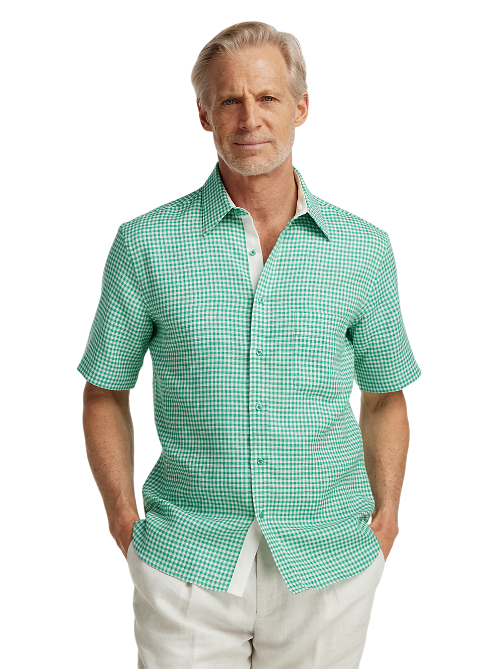 Alternate Image of Linen Gingham Check Casual Shirt-1