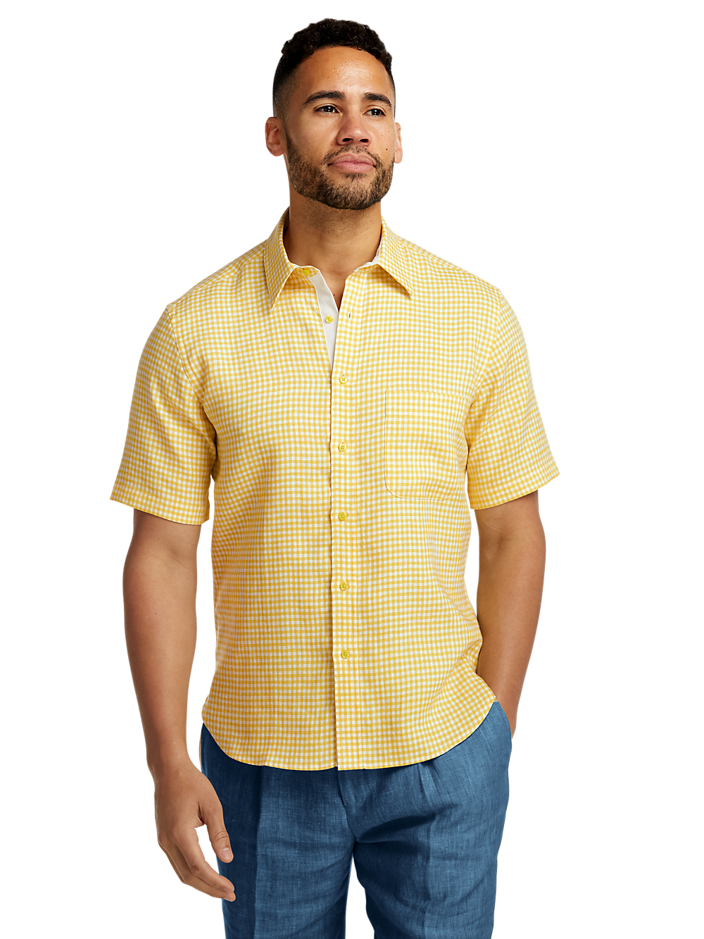 Alternate Image of Linen Gingham Check Casual Shirt-1