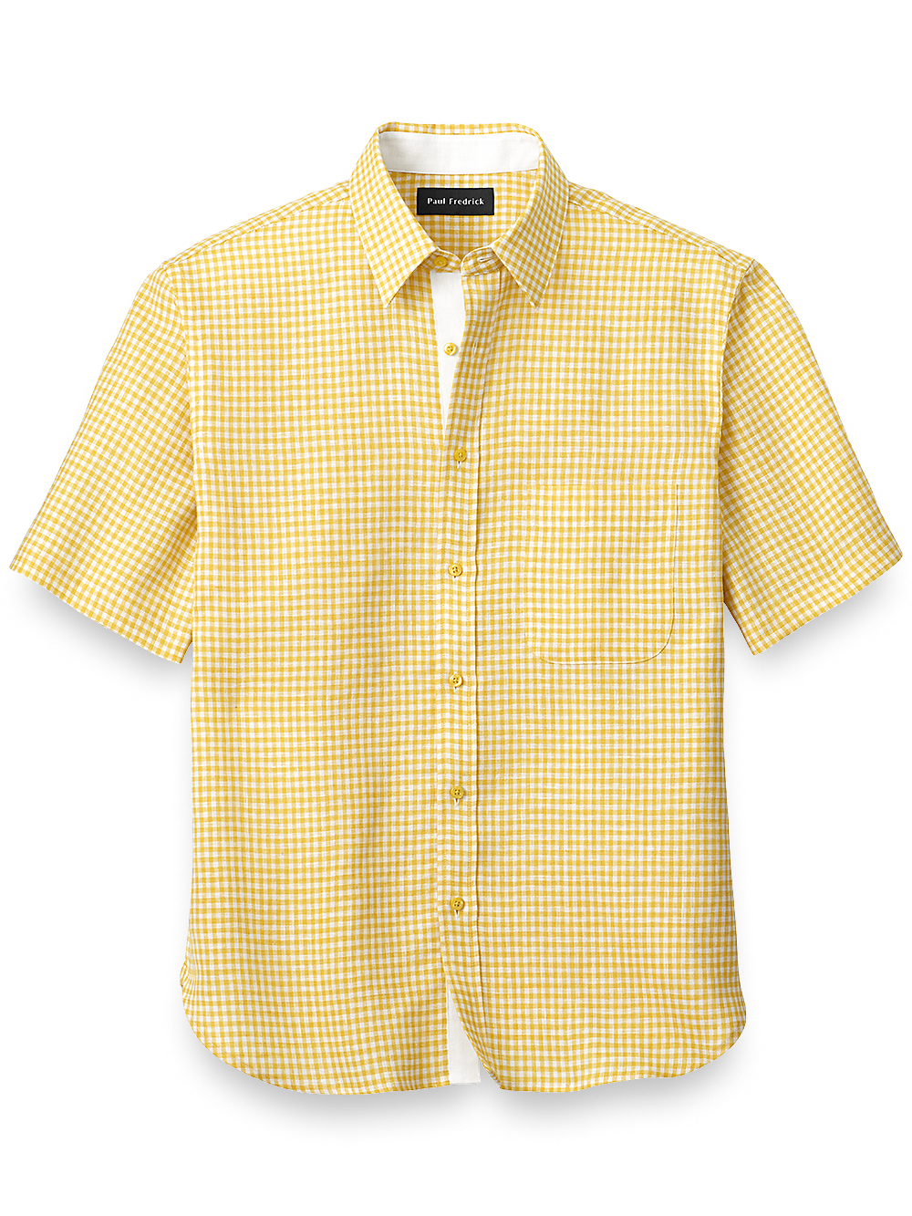 Product Image of Linen Gingham Check Casual Shirt-Yellow