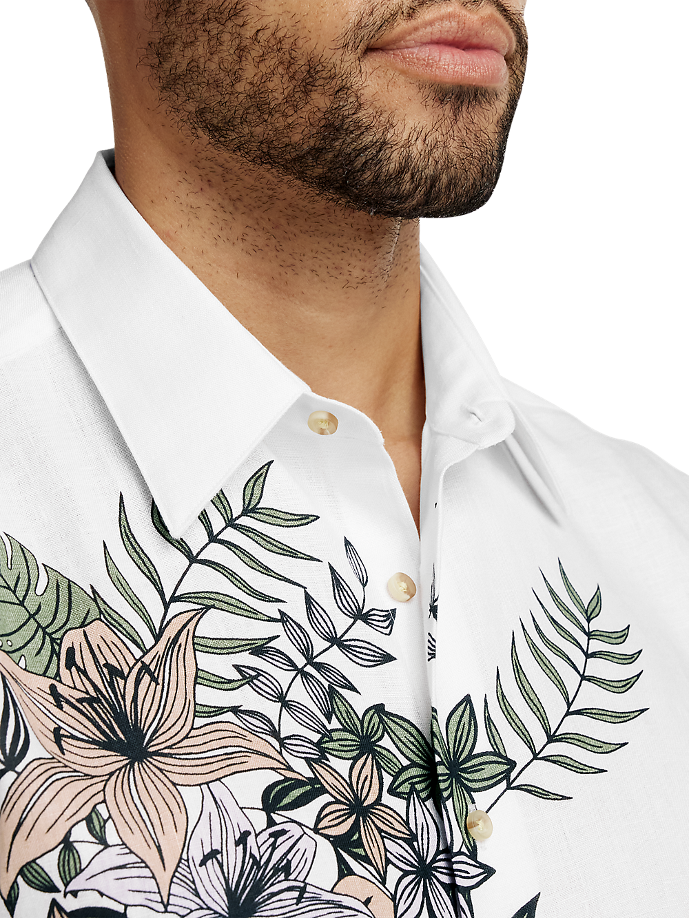 Alternate Image of Linen Print Panel Casual Shirt-2