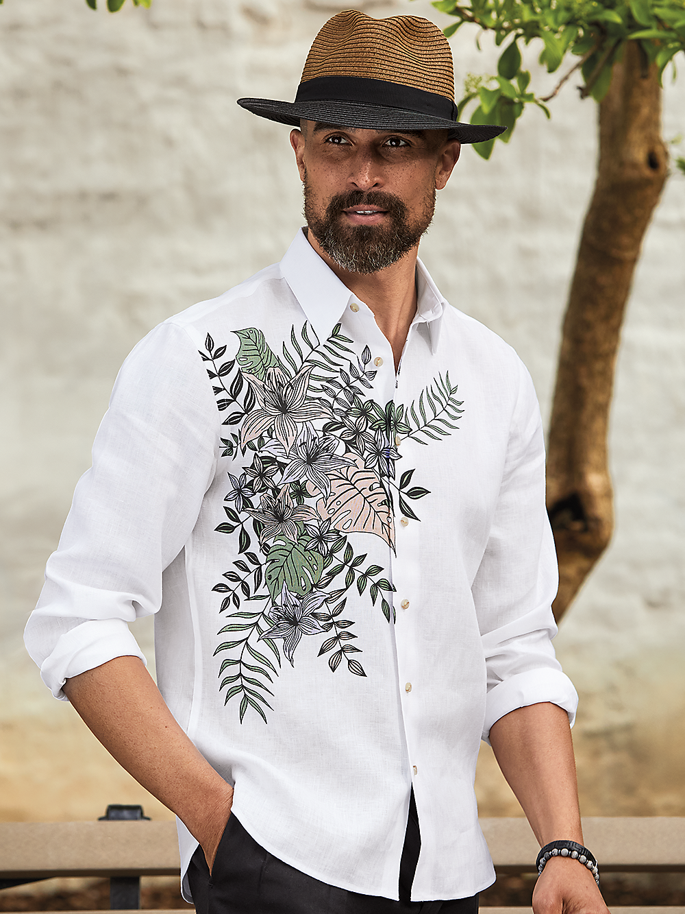 Alternate Image of Linen Print Panel Casual Shirt-7