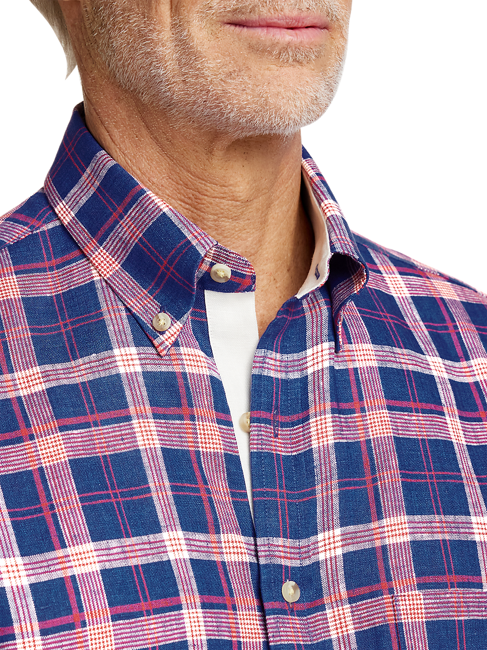 Alternate Image of Linen Plaid Casual Shirt-2