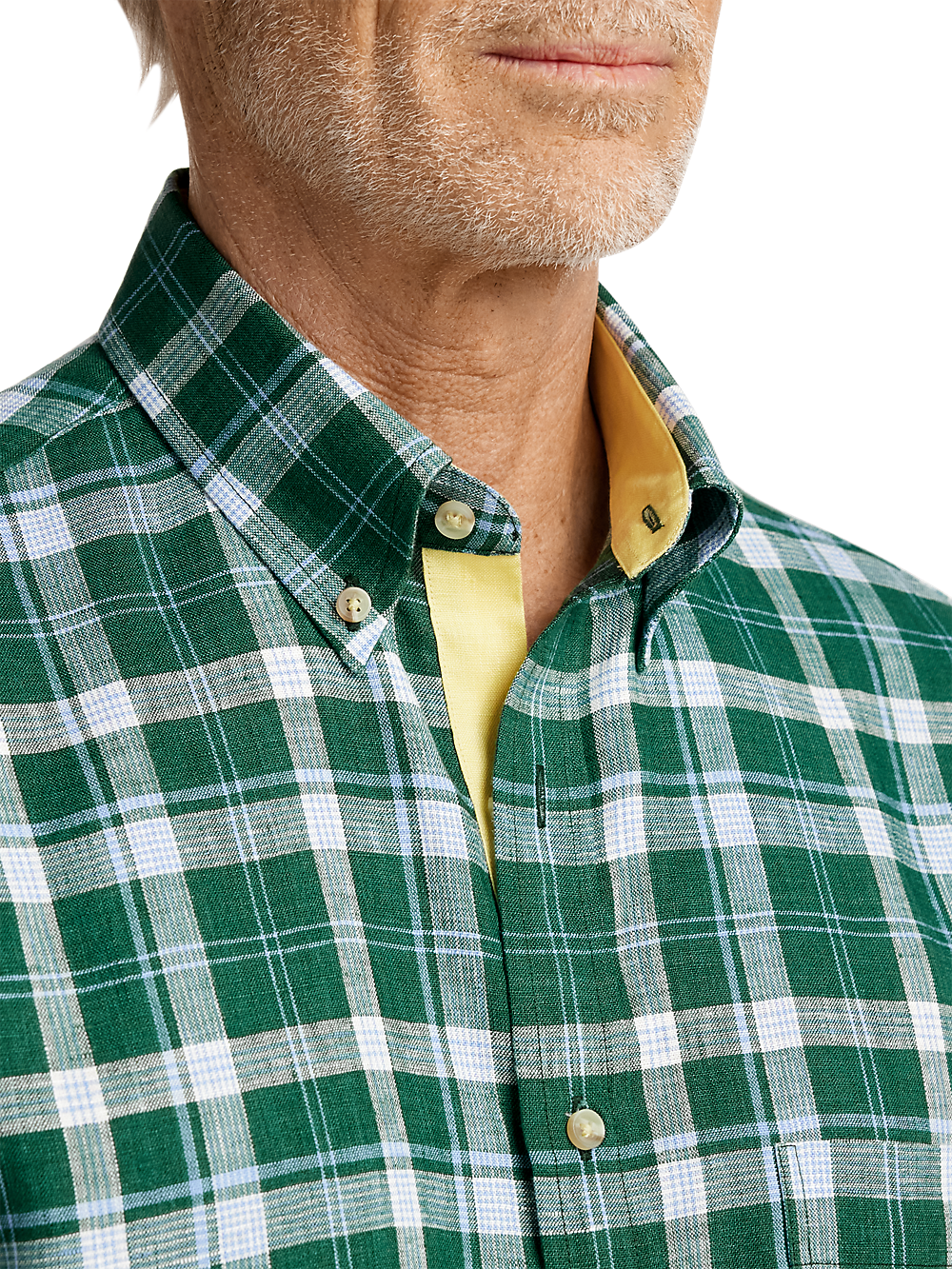 Alternate Image of Linen Plaid Casual Shirt-2