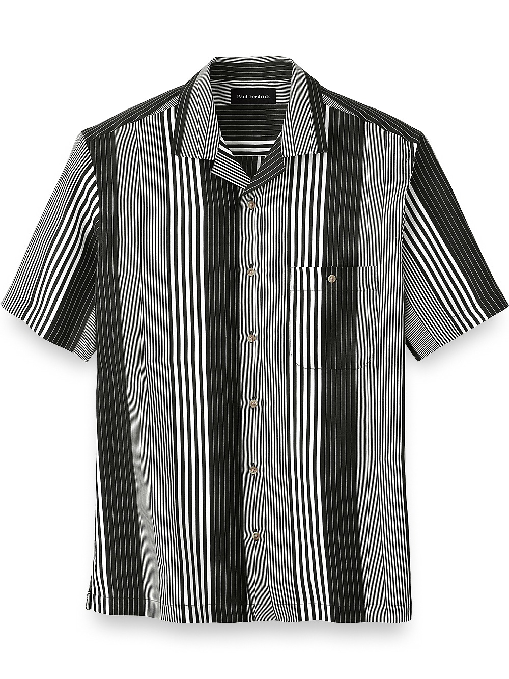 Product Image of Linen Stripe Print Casual Shirt-Black/White