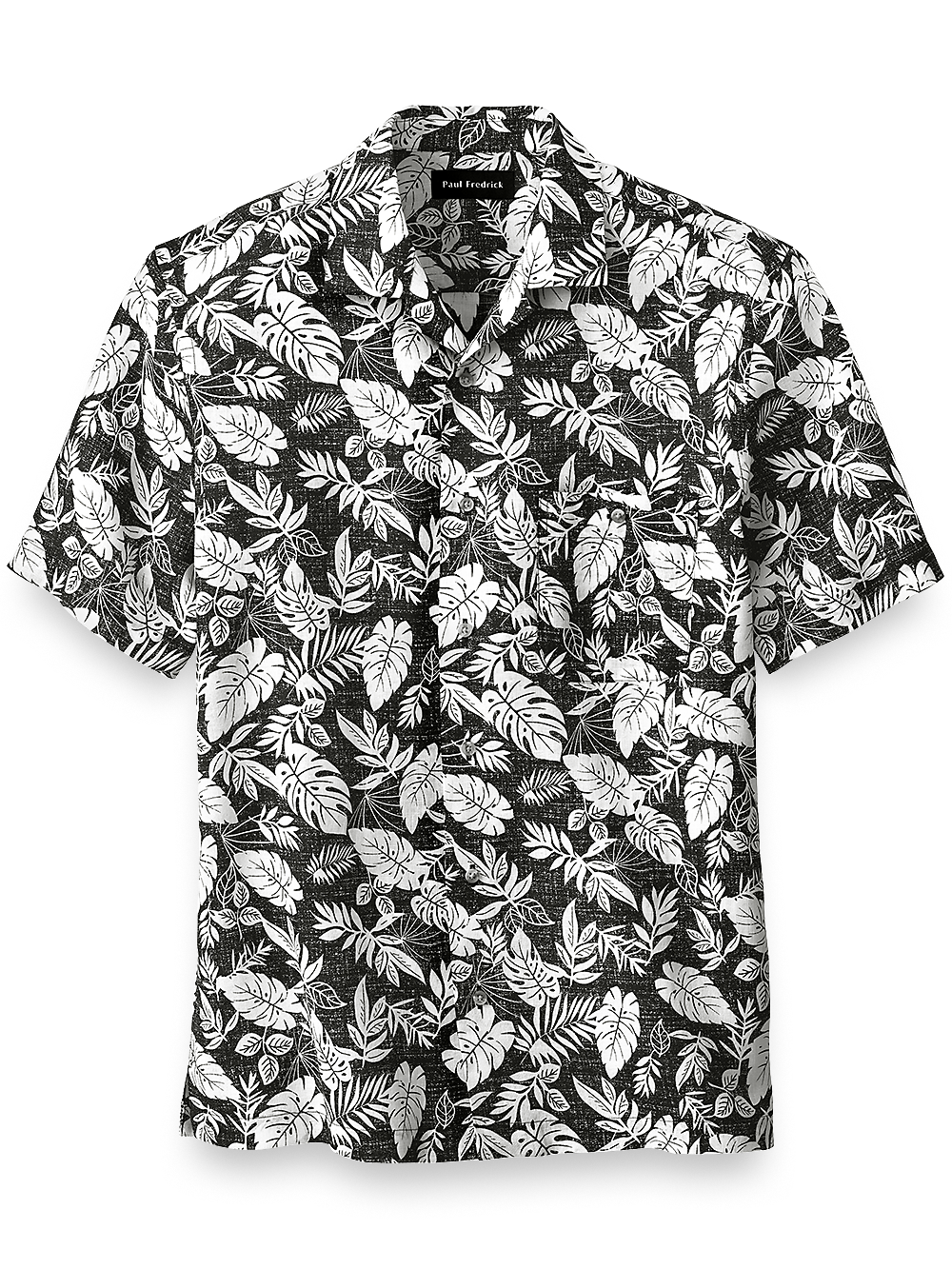 Product Image of Linen Botanical Print Casual Shirt-Black/White