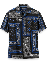 Cotton Paisley Print Casual Shirt - Black