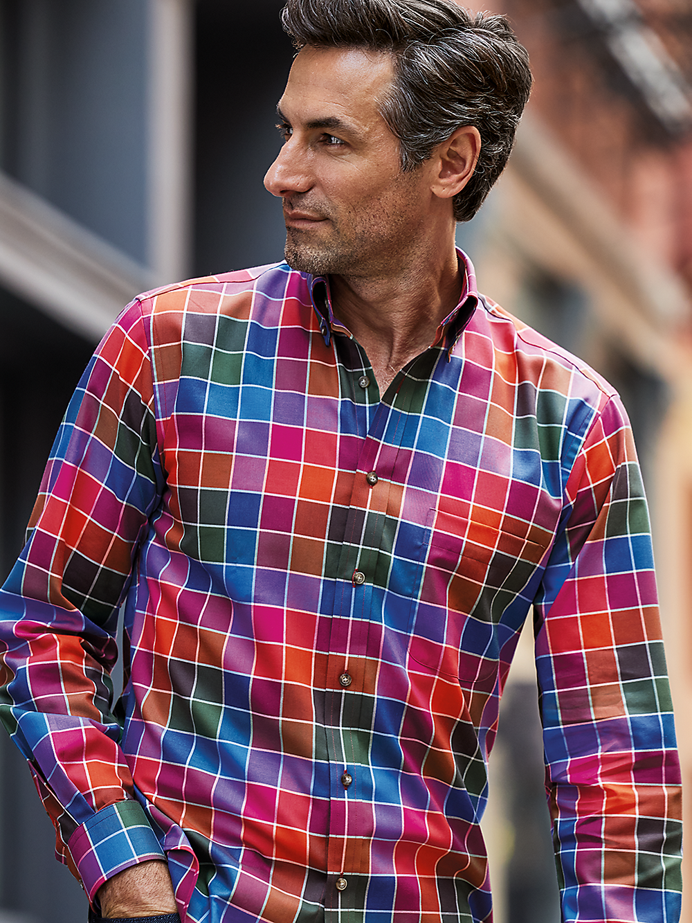 Alternate Image of Cotton Buffalo Plaid Casual Shirt-1