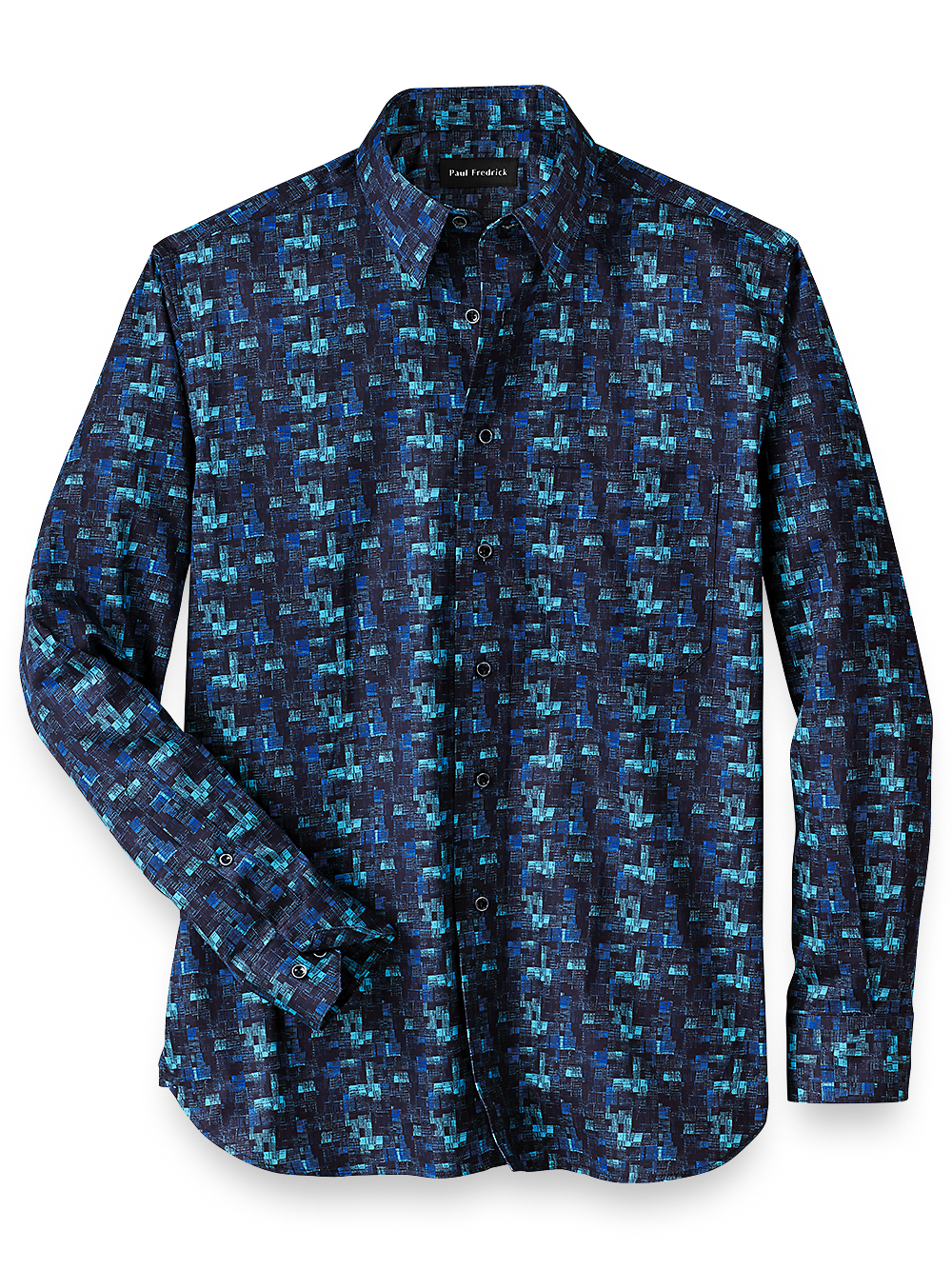 Product Image of Cotton Abstract Print Casual Shirt-Blue