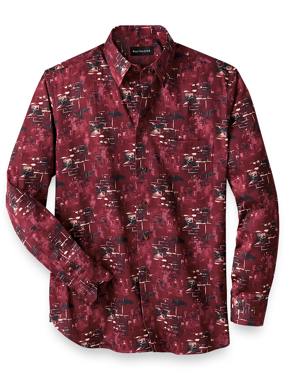 Product Image of Cotton Abstract Print Casual Shirt-Burgundy