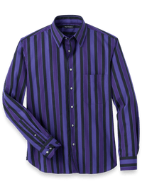 Cotton Stripe Casual Shirt - Purple