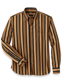 Cotton Stripe Casual Shirt - Gold