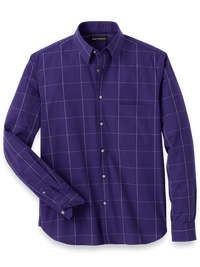 Cotton Windowpane Casual Shirt - Purple