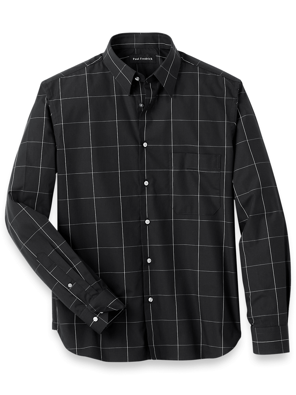 Product Image of Cotton Windowpane Casual Shirt-Black