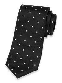 Dot Woven Silk Tie - Black