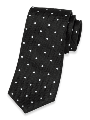 Dot Woven Silk Tie - Black