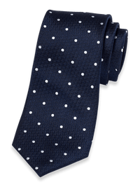 Dot Woven Silk Tie - Navy